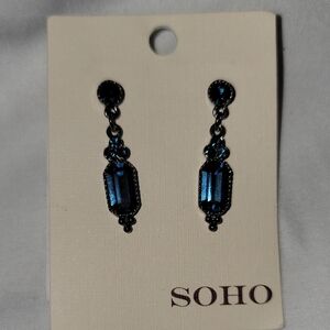 Soho Metallic Blue Faceted Drop Earrings